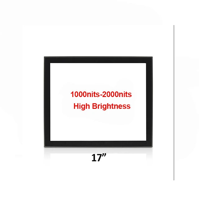 
Industrial 17 inch High Brightness 1000nits Touchscreen Display Monitor with LED Backlight Outdoor Signage Vending Machine Usage 