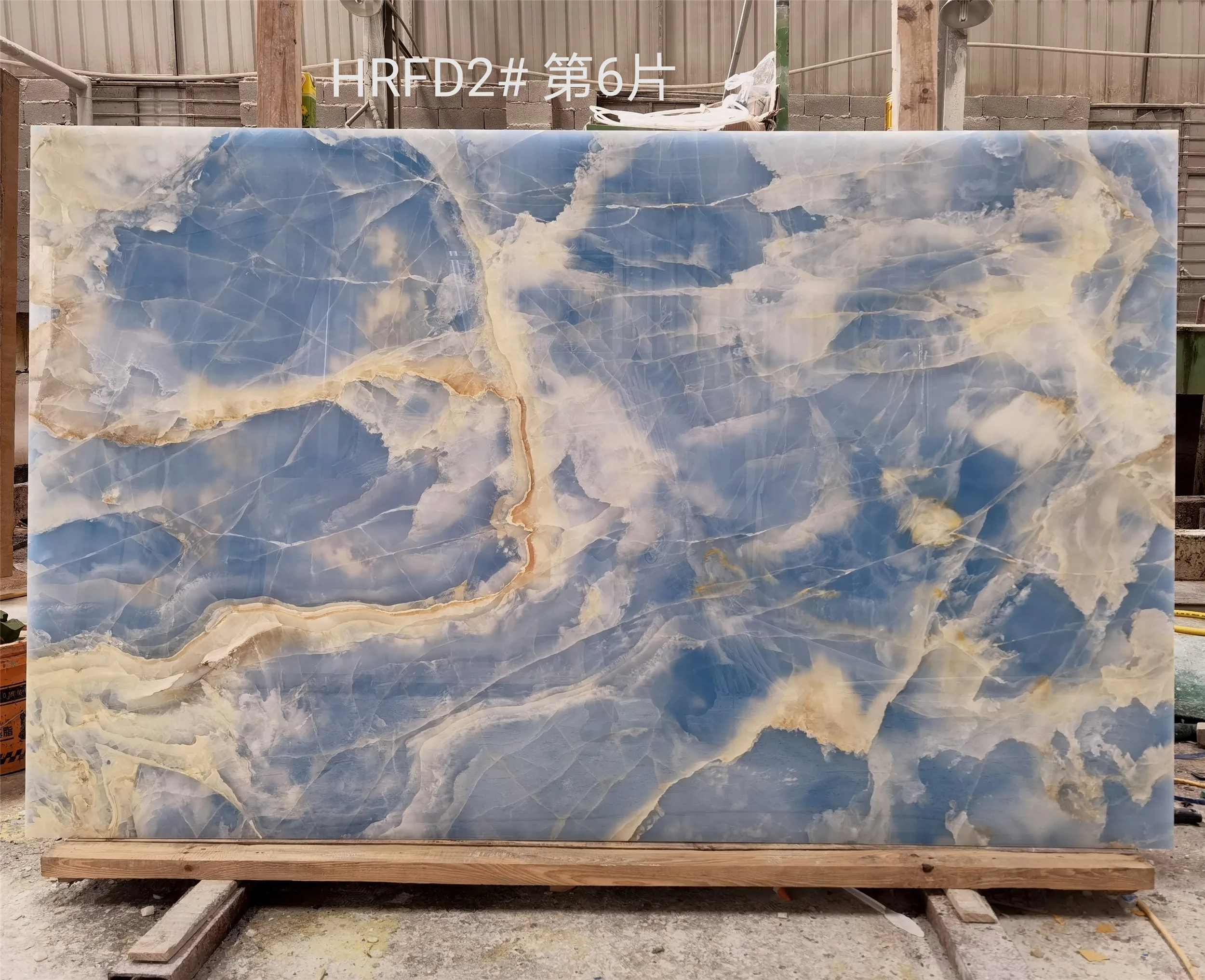 Natural backlit blue onyx marble slabs for floors