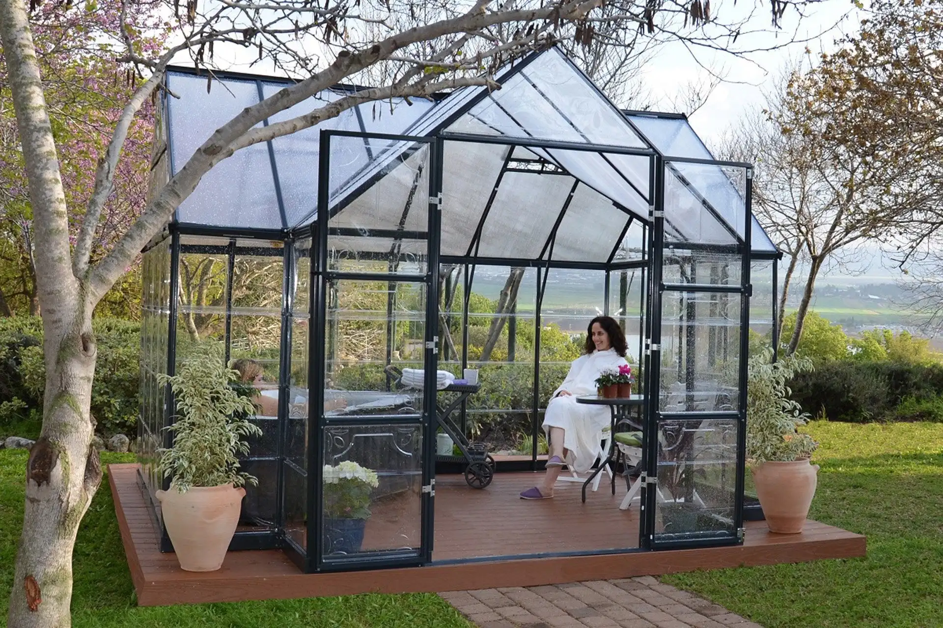 Waterproof and wind resistant Polycarbonate Garden Greenhouse , Sunshade with Aluminium green house