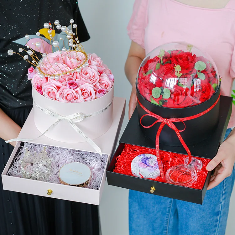Hebei huiya round flower box with drawer, Gift box
