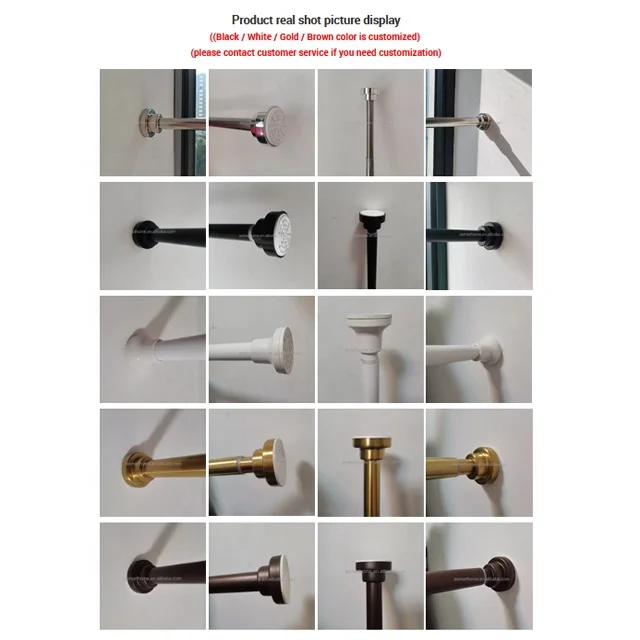 Adjustable  stainless steel telescopic Black Silver White Gold Brown shower tower hang extendable curtain rod pole