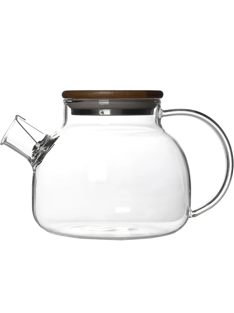 1000 ML Handmade Glass Teapot, Glass Tea Kettle Set with Bamboo Lid