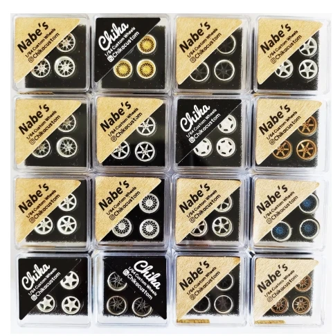 1 Set Chika Nabes 1/64 Wheels or Brake 8.9mm 9.8mm Rubber Wheel BBS LM-R/ Work CVX VS-XV VSKF T7R/ TE37 SL/ MUGEN MF10
