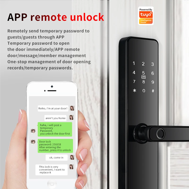 Hot Selling S819 Smart Tuya WiFi App TTlock Door Lock Biometric Fingerprint Password Key Card Intelligent Smart Home Lock