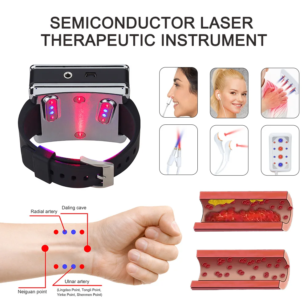 Suyzeko Home Health Care LLLT Low Level Laser Therapeutic 650nm 450nm Diabetes Cold Laser Therapy Watch