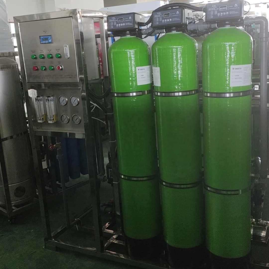 500 lph automatic self cleaning fiberglass Reverse osmosis water filtration system antiscalant dosing station removing iron