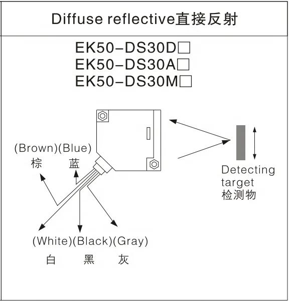 transducer E3JK-DS30M2 diffuse type photoelectric beam sensor reflective