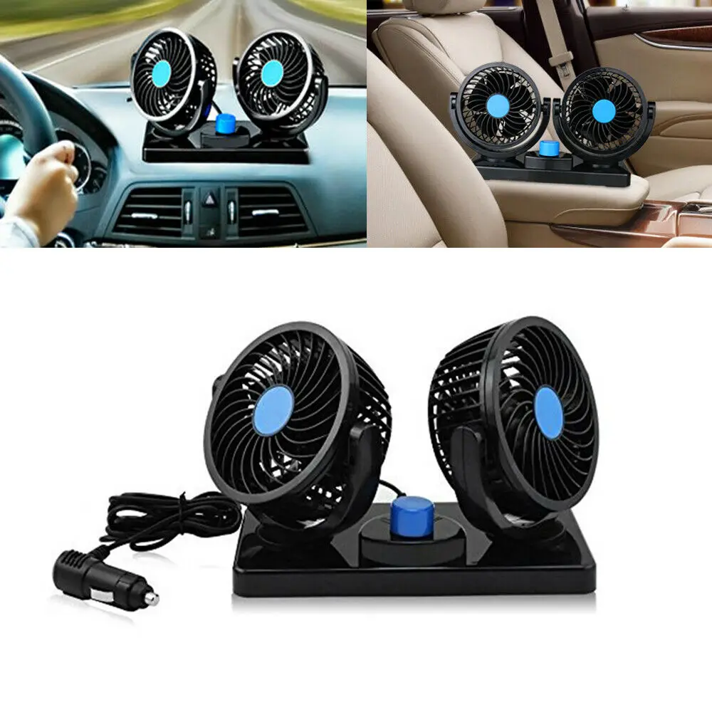 12V Rotation Car Vehicle Cooling Air Fan Silent Cooler Adjustable 2 Speed for car
