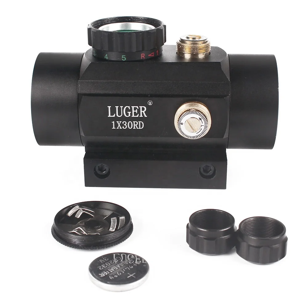  Тактический прицел LUGER 1x30RD Регулируемый с зеленой и красной точкой ласточкиным хвостом 20 мм