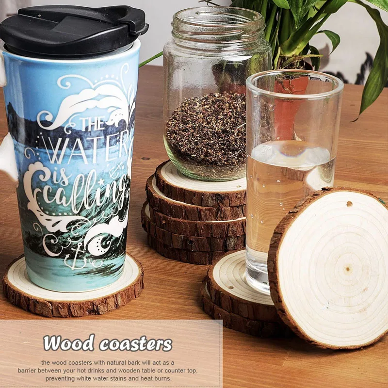 Unfinished Natural Wood Slices 30 Pcs Craft Wood kit Christmas DIY Crafts with Bark for Crafts Rustic Wedding Decoration