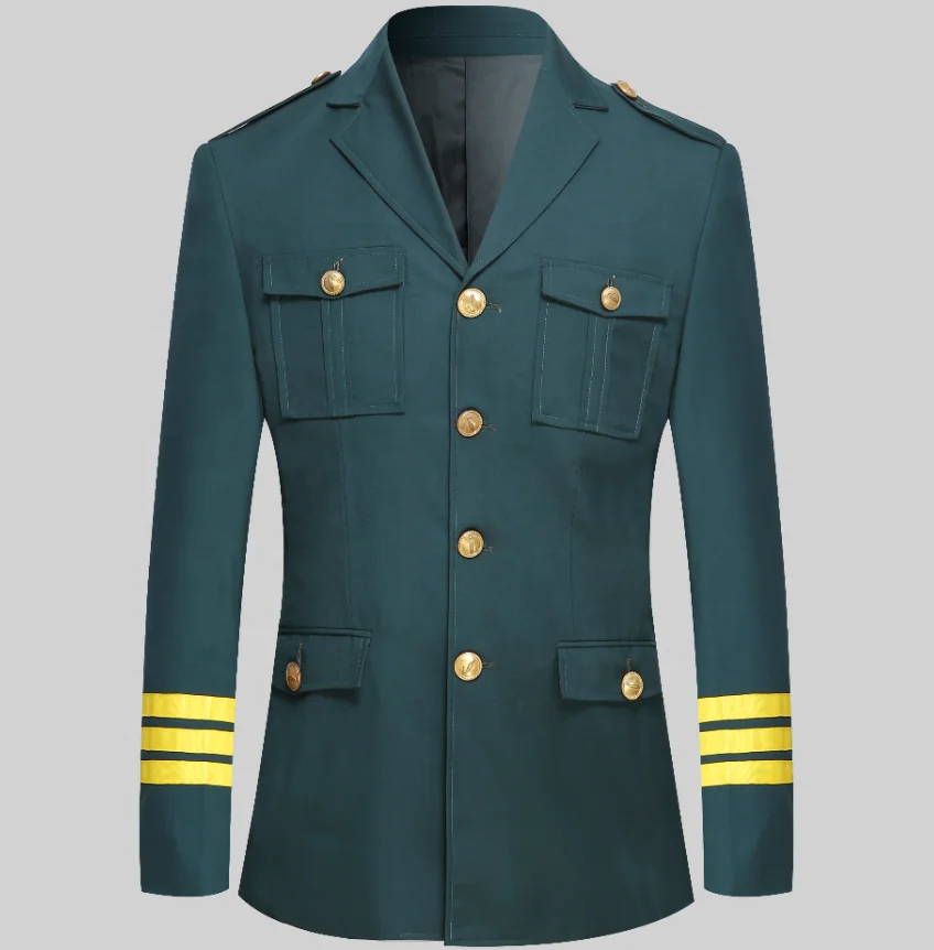 Best national patrol private design green jacket and pants custom logo printed security guard uniforms set