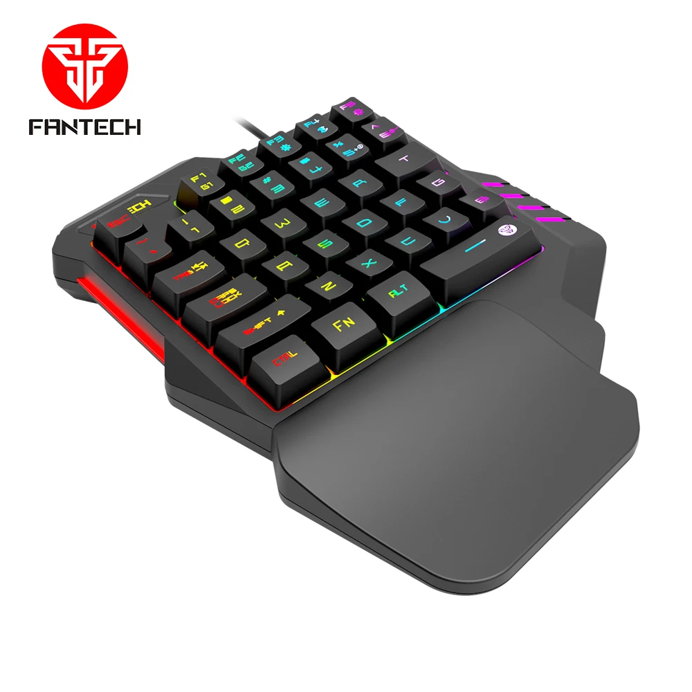 FANTECH New Arrival MINI Single Hand Membrane Gaming Keyboard K512 Double Injection keycaps 35 keys RGB lighting