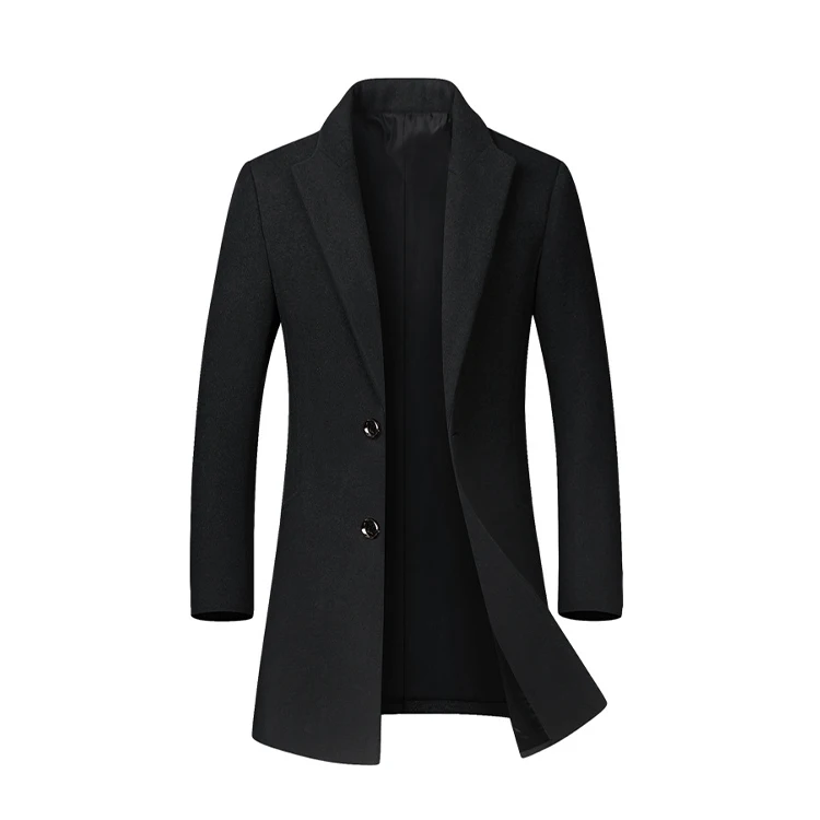 Winter Heavy Utility Cotton Lapel Men Single Breasted Clothing Slim Trench Coat Warm Overcoat Jacket