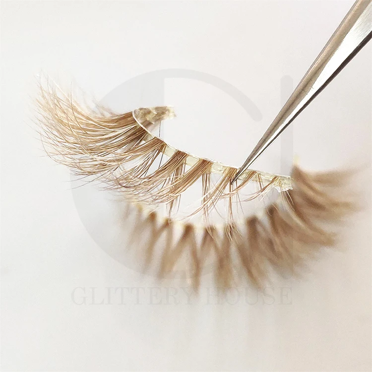 3D color mink eyelash full strip real mink eyelashes wholesale private label 3d handmade natural false eyelash brown color lash