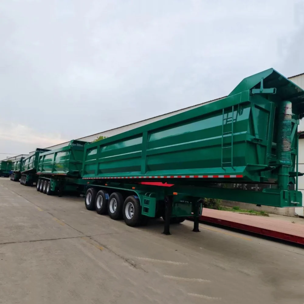 3 Axles 40ton 60ton Heavy Duty Hydraulic Rear Dumping Trailers Dump Tipper Semi Trailer