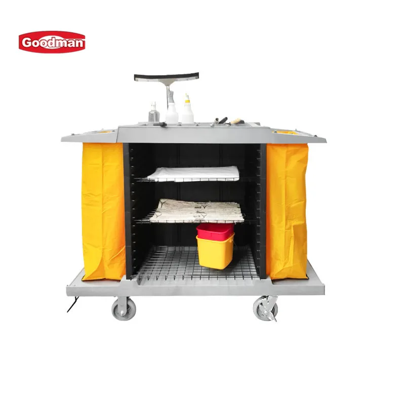 Commercial Multifunctional Janiror Equipment Hotel Hospital Cleaning Room Service Plastic Maid Trolley Housekeeping Cart