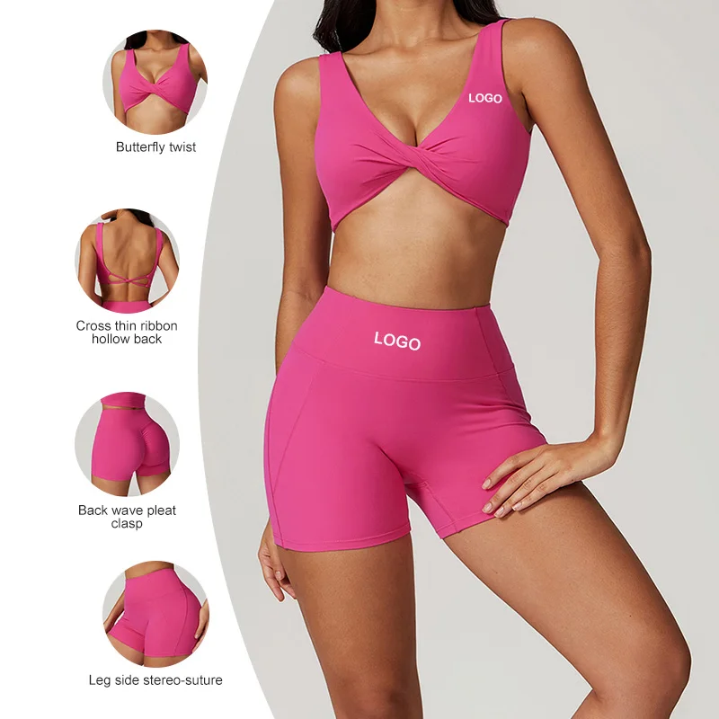 TZ8796 yoga 6 pcs sets Quick dry tight fitness vest bra tennis skirts set high waist flare pants sports set Outdoor Gym Wear