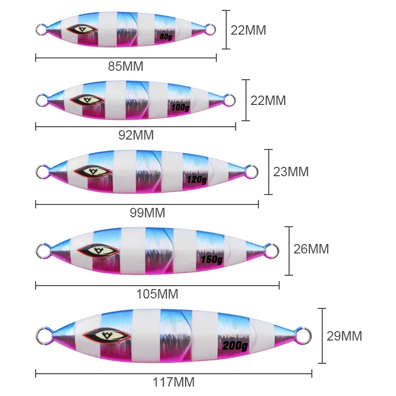 FUNADAIKO 80g/100g/120g/150g/200g slow jig metal luminous fishing lure hard jig lure 150g