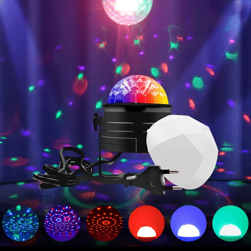 Hot-selling car decorative remote control colorful LED plastic crystal ball projector stage lights for bar dance floor party