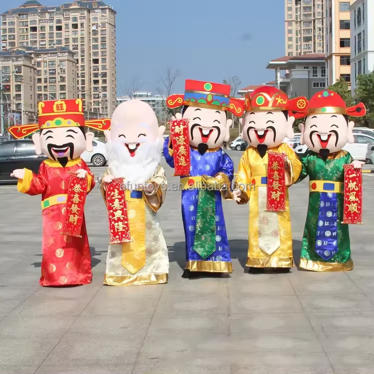 Efun 2025 chinese new year fu lu shou God of Fortune Mascot Costume adult Chinese new year God of Fortune mascot costume