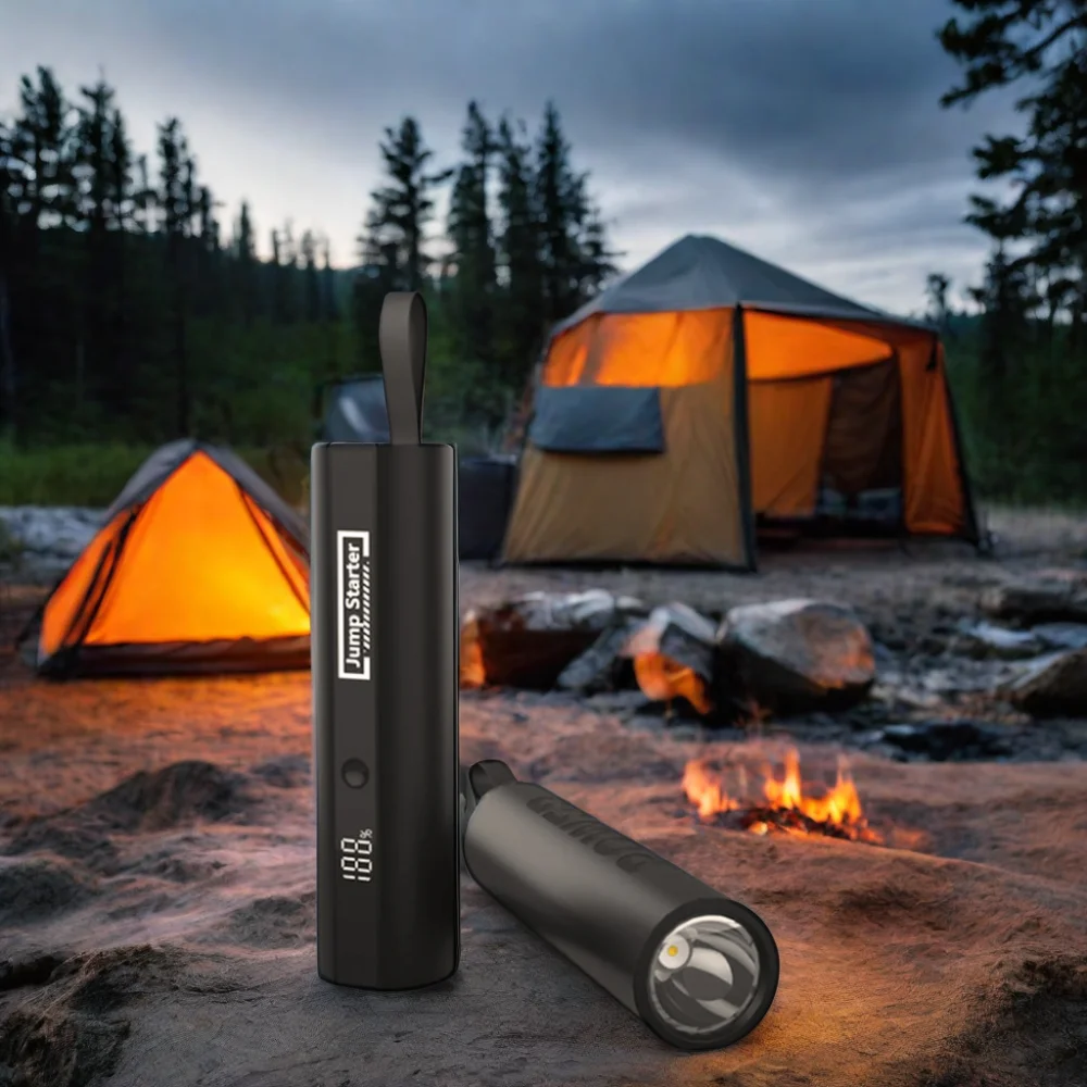 Portable 10000mAh Power Bank Car Emergency Jump Starter with LED Light Use Truck Motorcycle Passenger Car USB-C Charging Output