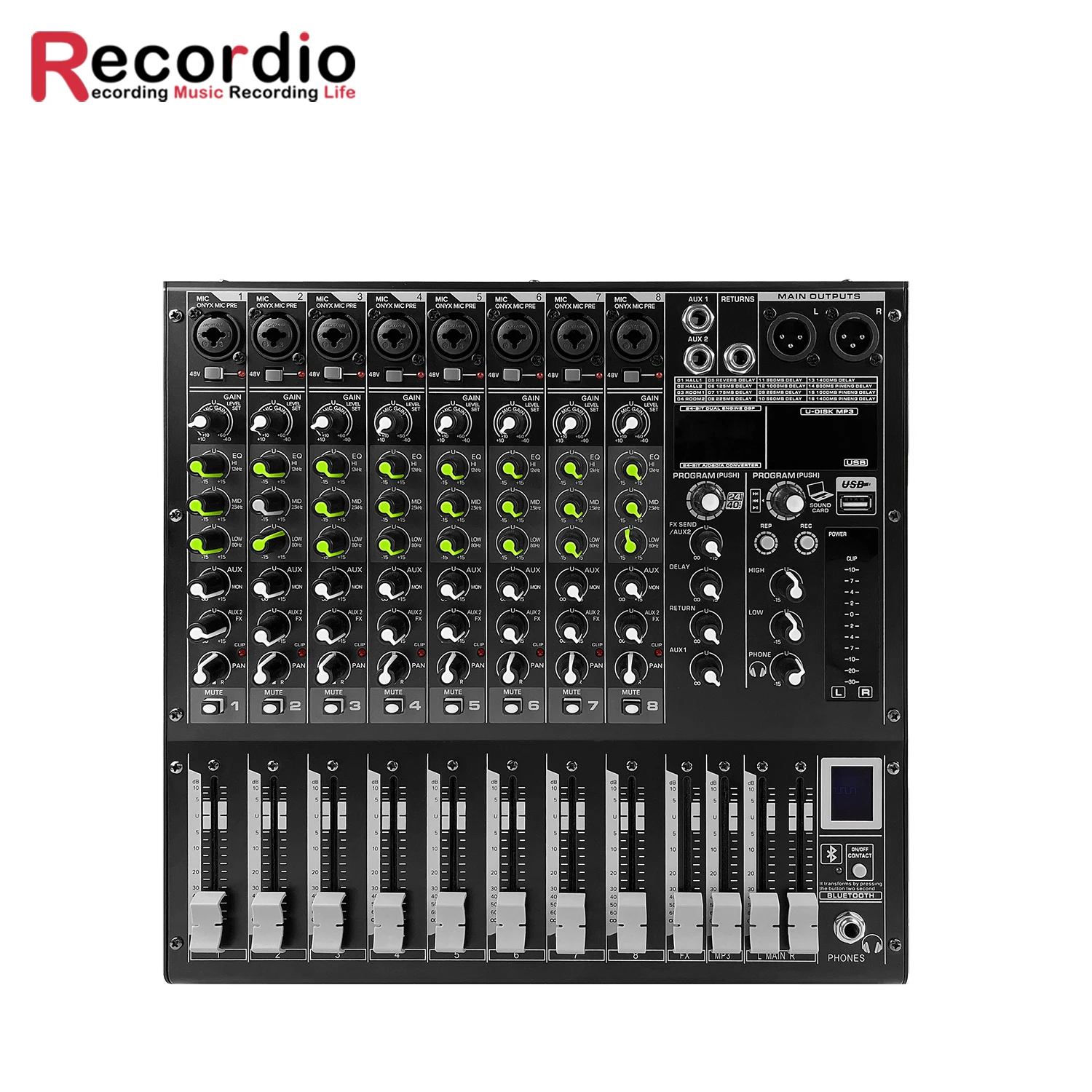 GAX-M8 Pro 8-канальный сетевой видеорегистратор DJ микшер с 16 DSP эффект реверберации BT 5 0 USB смеситель для караоке персональный компьютер запись