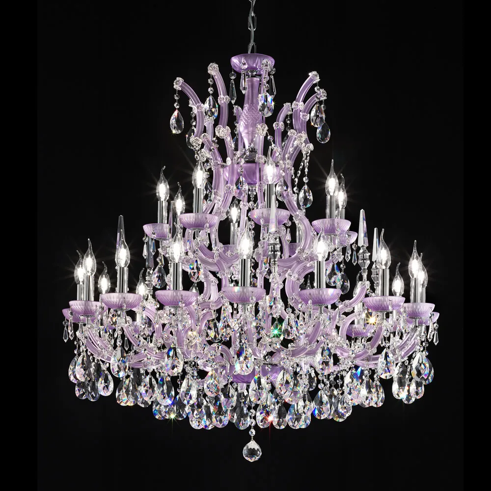 Custom wedding romantic purple maria theresa luxury k9 crystal candle chandelier lighting