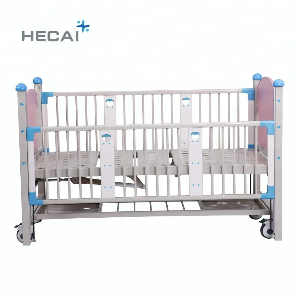 cheap one crank single function manual epoxy hospital children bed with protective side rail