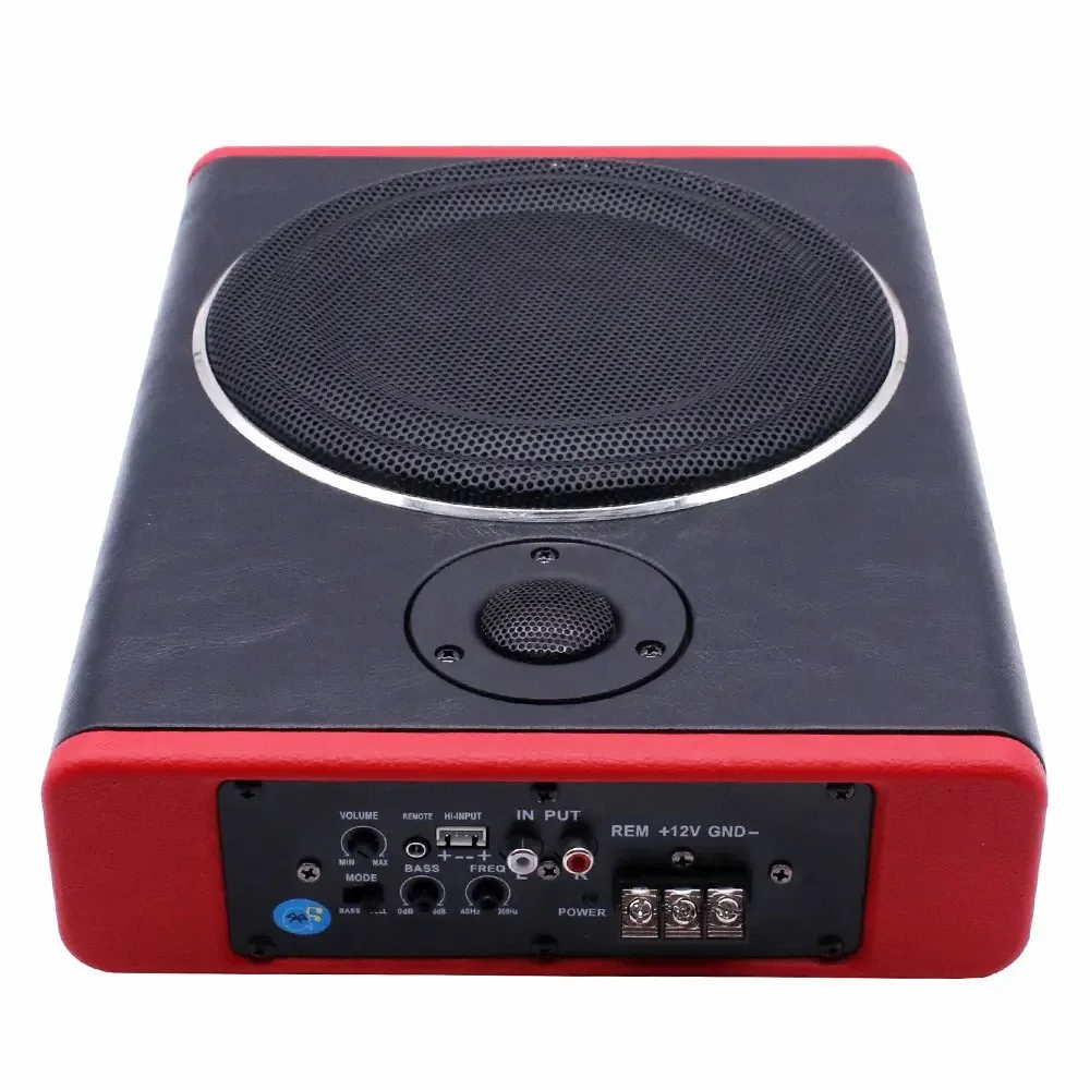 RMS 100W Factory OEM 10 Inch Underseat Subwoofer for Audi & Honda Dual Coil DC 12V Wood & Carbon Material Car Speaker