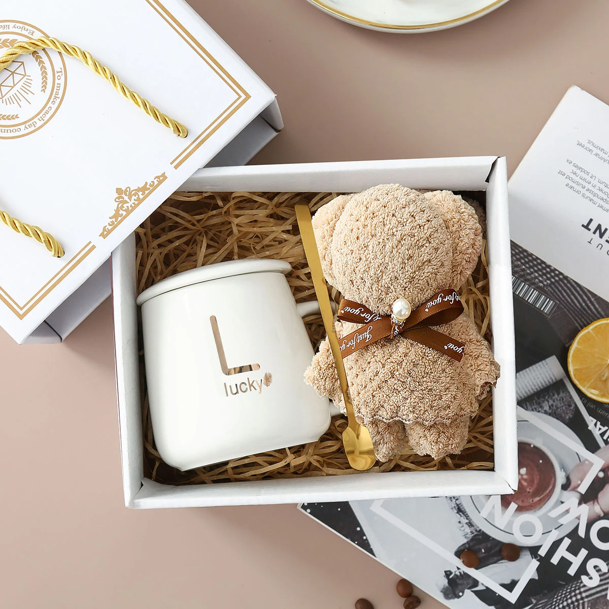 Light luxury mug set packaging gift box and bag ceramic coffee cups packing gift box
