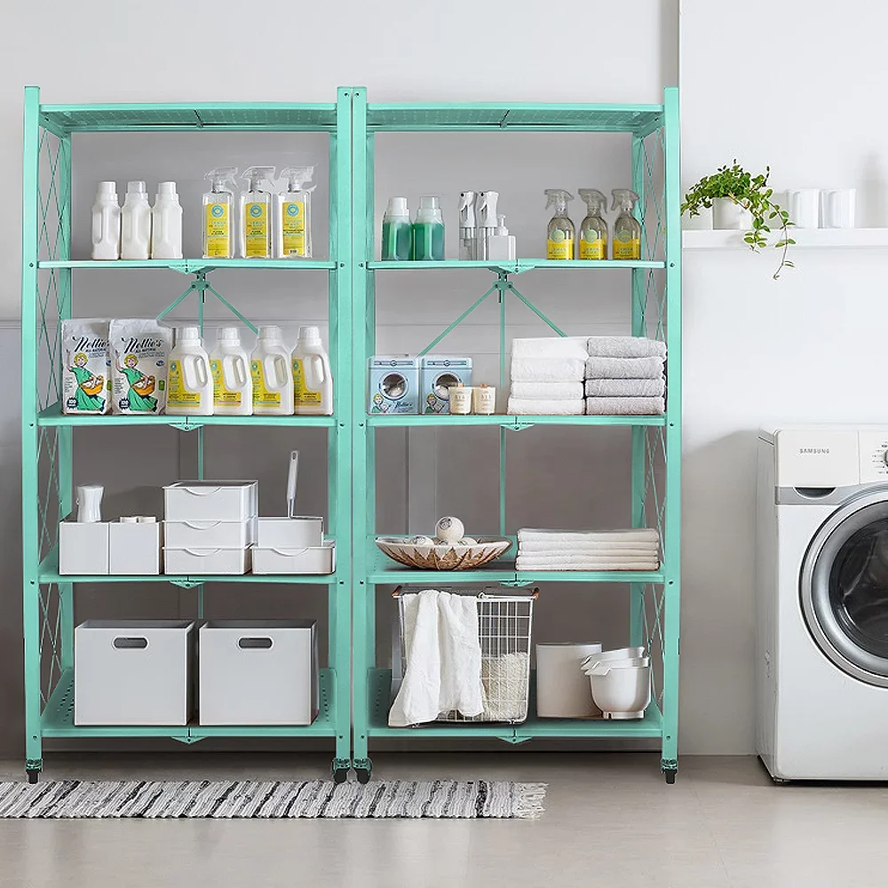 Multi-Layer Folding Display Shelf Foldable Shelf 3 Tier Bathroom Kitchen Rack Storage Display Shelf Microwave Trolley