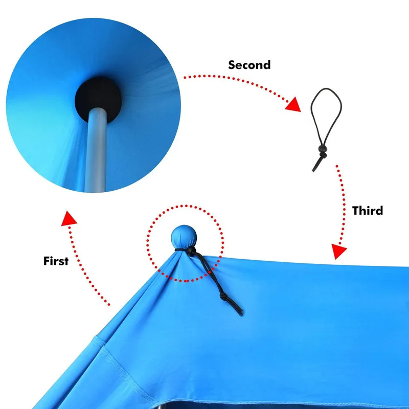 Amazon Top Sell Portable Canopy Beach Tent UPF50+ 10x10 FT Windproof Family Sun Shelter Tent With 4 Aluminum Poles  For Sale