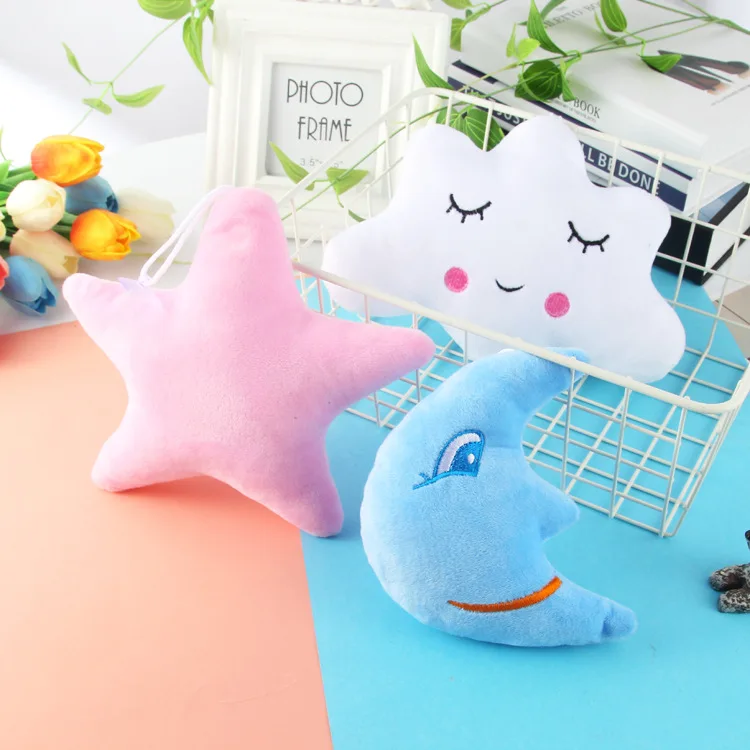 Wholesale stars moon clouds facial expressions figurines cute Stuffed toy girls pillows white clouds dolls