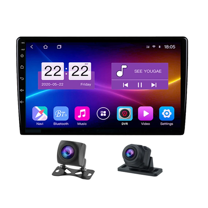 TONEW T1 Car Radio Built in Dual Camera Recorder Android GPS Multimedia Car Video DVD Player with 24H Parking Monitor