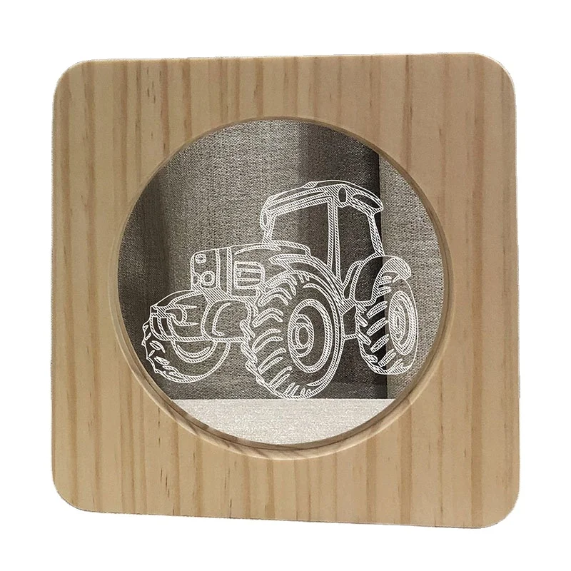 
Acrylic LED night light tractor shape solid wood lamp table lamp creative night lights 