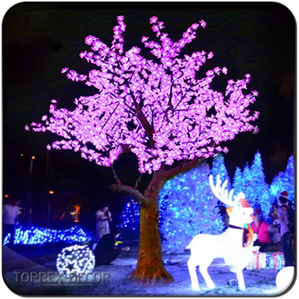 Landscaping LED Artificial Cherry Blossom Tree with Pink Flowers Metal Plant for Wedding Shopping Malls Hotels