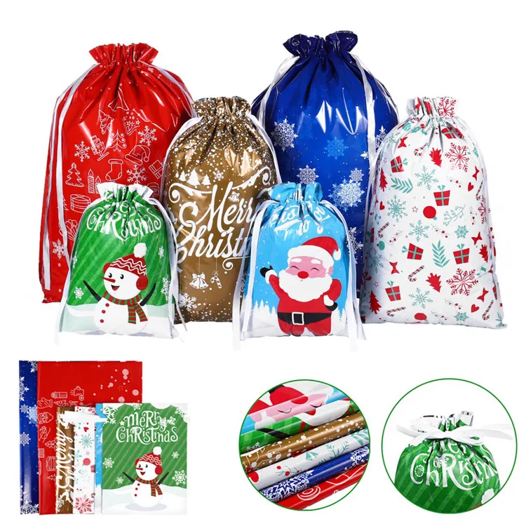 2022 New Product Cheap Christmas Drawstring Gift Bags Drawstring Promotional Gift Bag