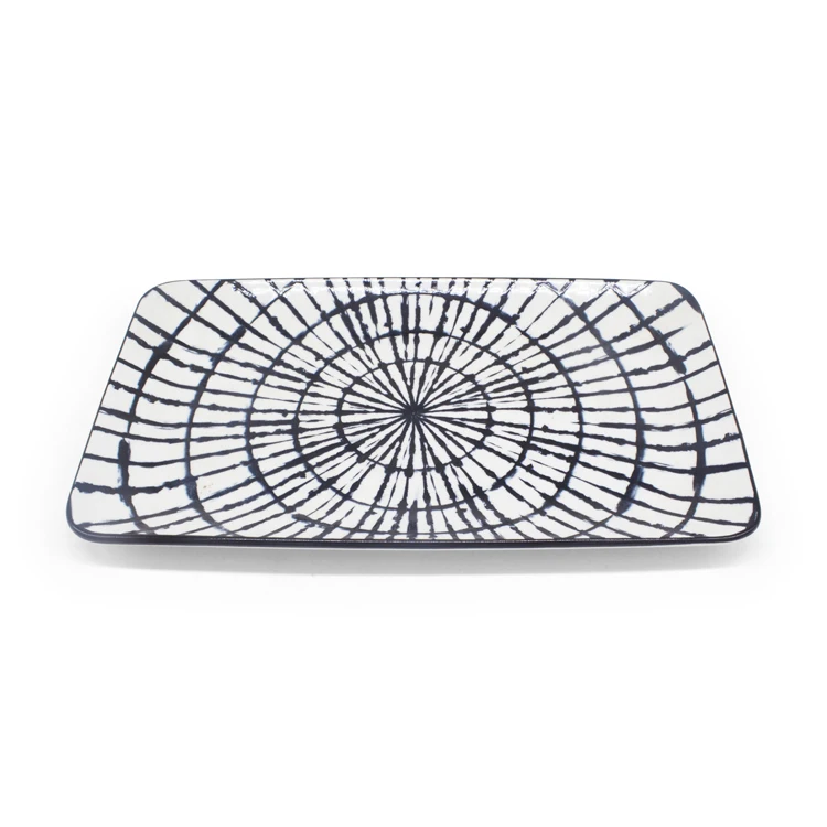 Ceramics 11.25 inch Striped black collection Dinner Plate soup Dish for Restaurant rice plate