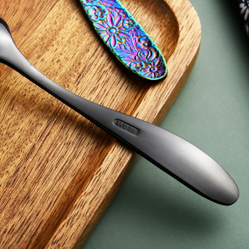 Manufacturers Palace Luxury Knife Fork Spoon black&rainbow flatware vintage cutlery set