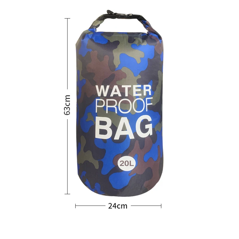 Custom Print Logo Swim Ocean PVC Roll-Top Outdoor Pack Ice Reusable Camouflage Waterproof Dry Bag With Shoulder Strap