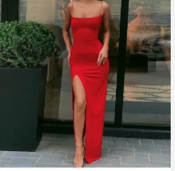 Latest Design Women Solid Color Sleeveless Vest Sling Bottoming Bodycon Cocktail sexy long Dress