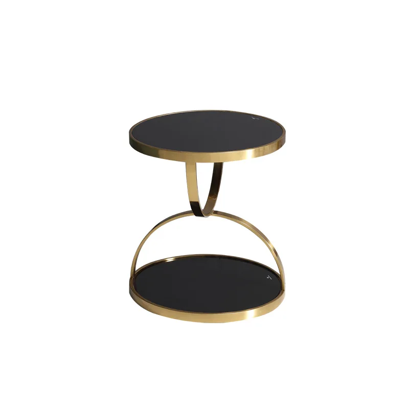 2022 hot sales Luxury stainless steel round corner coffee table gold-plated tempered glass side table furniture