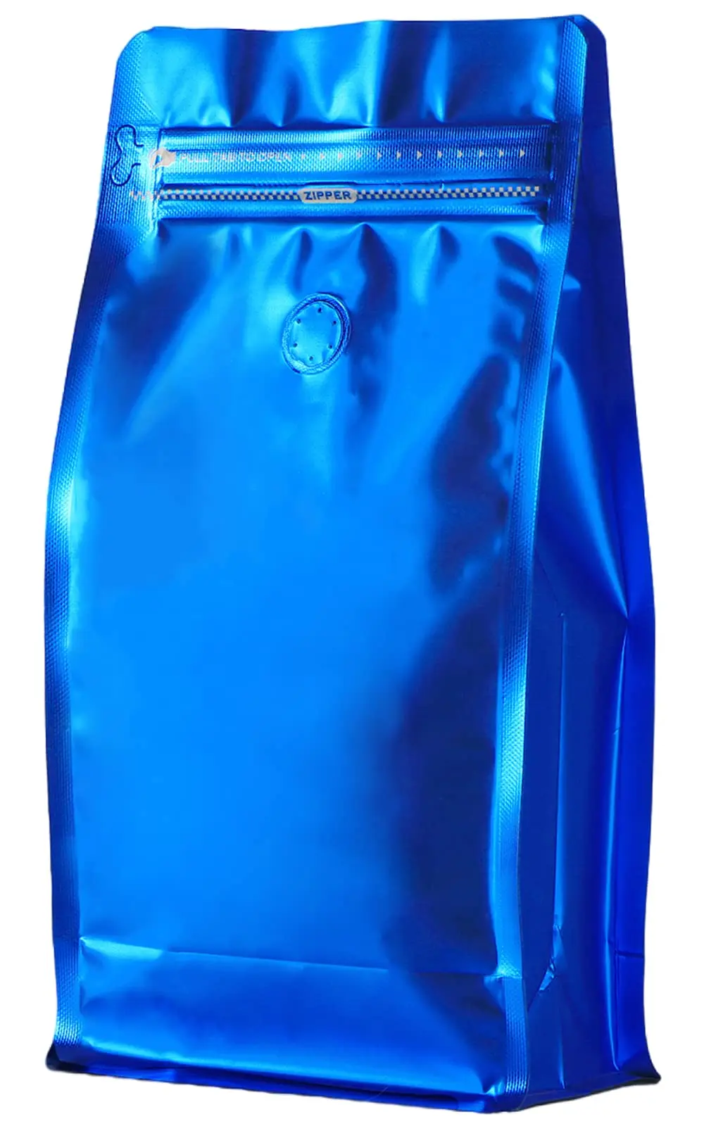 Coffee Bags with Valve Navy Blue High Barrier Aluminized Foil Flat Bottom Standing Coffee Beans Storage Bags