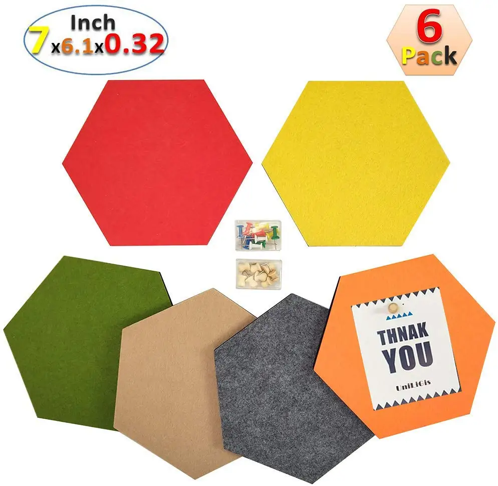 
Hexagon Felt Pin Board Self Adhesive Notice Bulletin Memo Photo Boards 