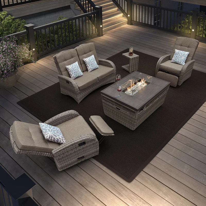 Высококачественная мебель Foshan для сада, улицы, патио, ротанговый диван, металлическая Бездымная газовая яма с пропаном