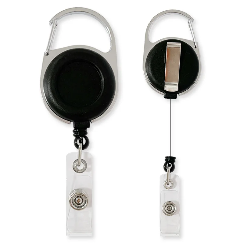 Wholesale Plastic ABS Retractable ID Cards Badge Holder Carabiner Badge Reel with Metal Clip