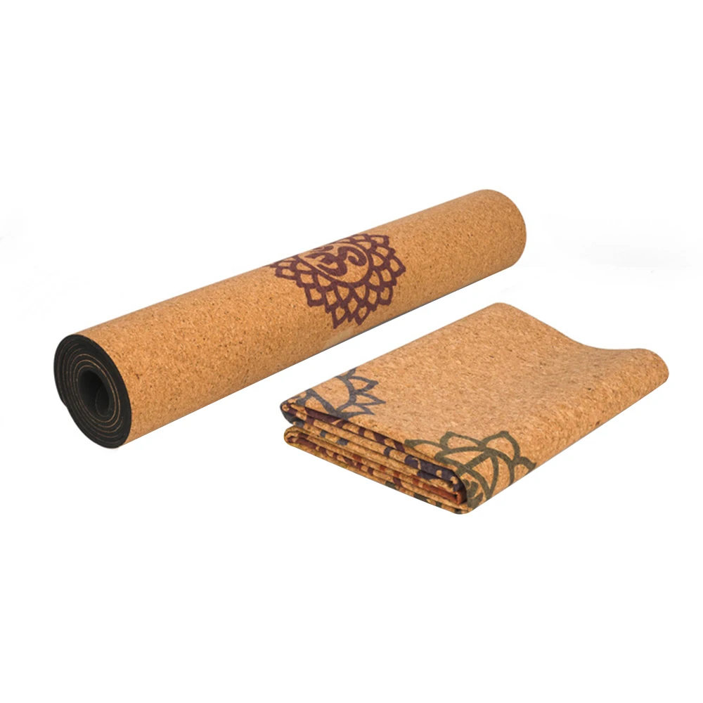 Eco-friendly rubber base hot sale custom yoga mat with carring strap natural rubber cork yoga mat