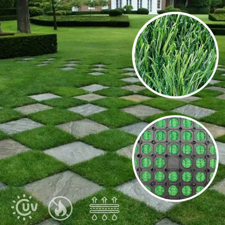 30*30cm Self-draining Artificial Grass Deck Tiles Interlocking Synthetic Turf Puzzle Tiles for Pet Indoor Outdoor Flooring Decor