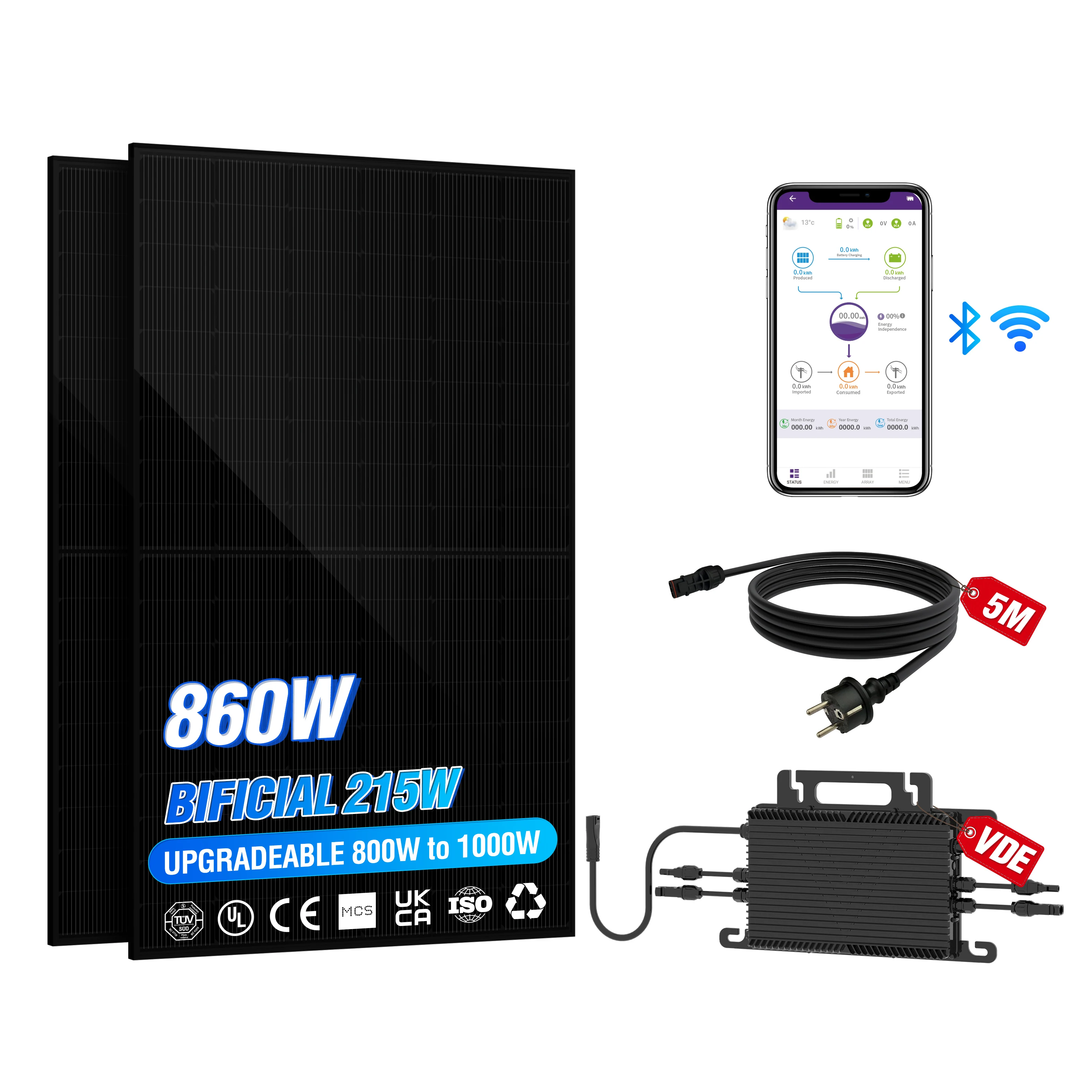 860W Germany Eu Warehouse Pv Aluminum Photovoltaic Balcony Mounting Support Structure Brackets Solar Panels Kit Systems