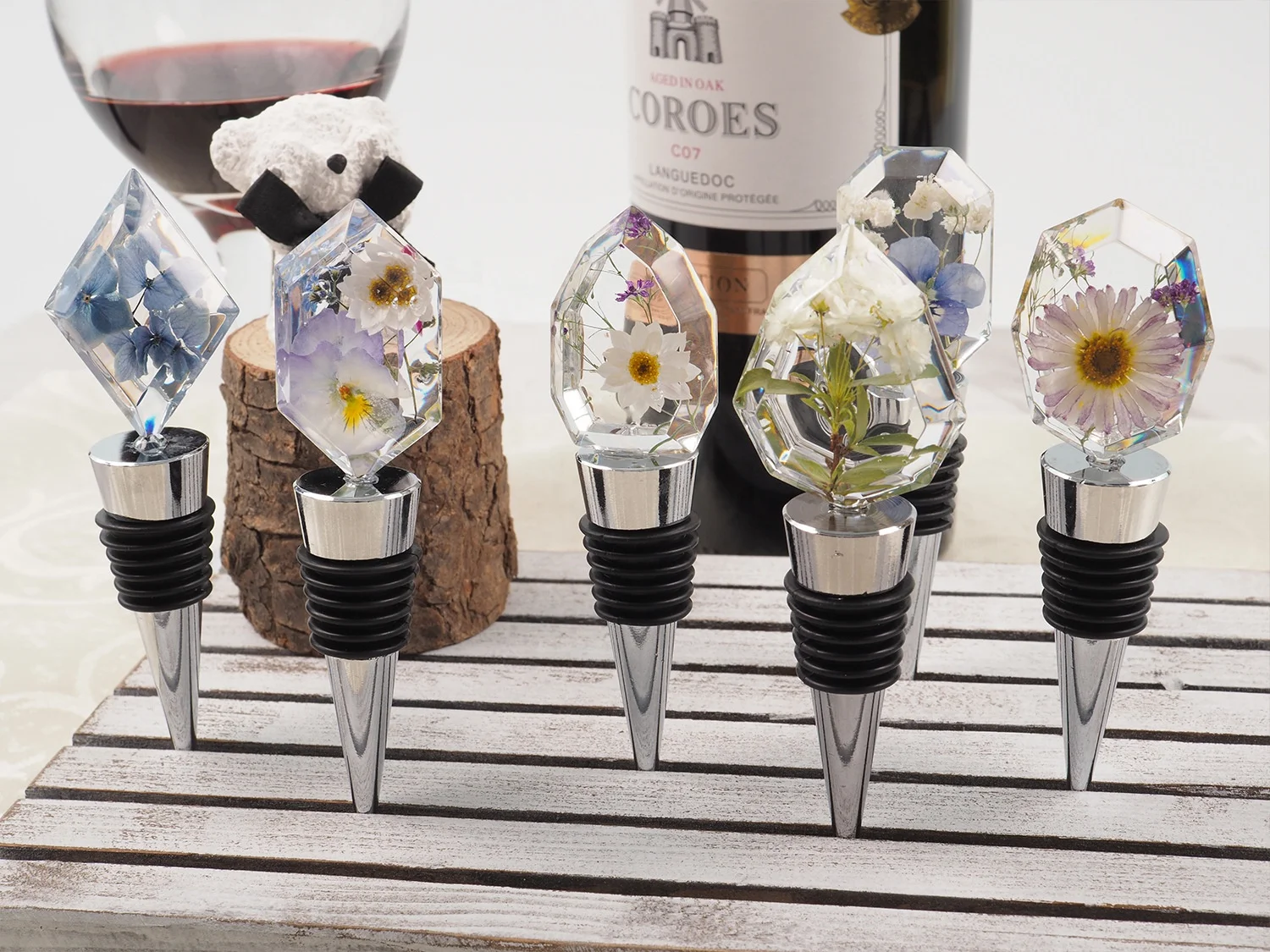 Crystal Gemstone Wine Bottle Stopper Resin Mold Silicone Napkin Buckle Holder Mold